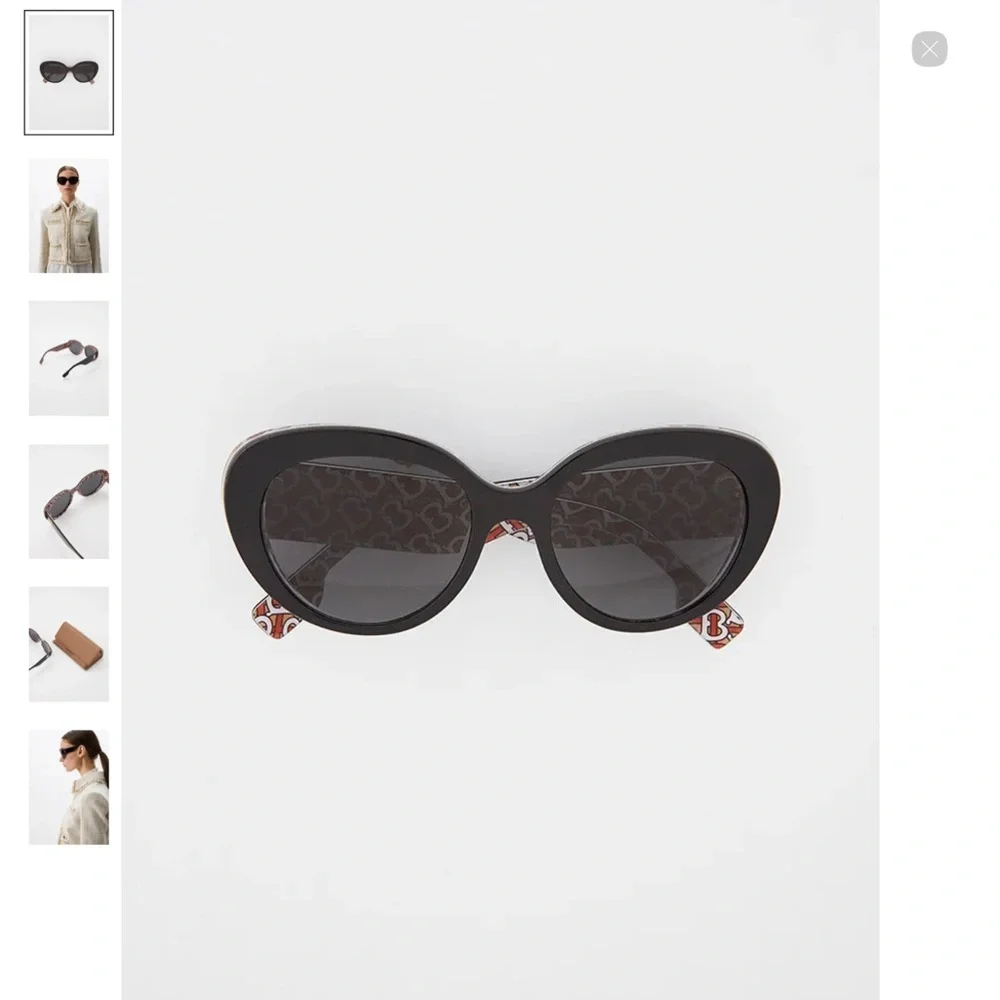 Authentic Burberry B4298 /3822 oversized monogram cat eye black logo sunglasses